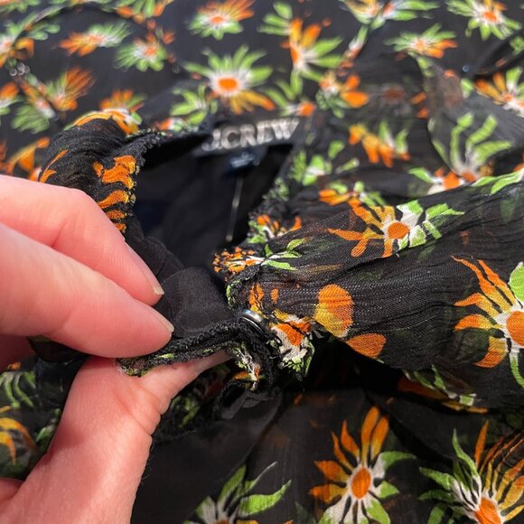 NWOT J.Crew Women's Sz 4 Flutter Wrap Dress Starburst Floral Black Multi Chiffon - Picture 7 of 16